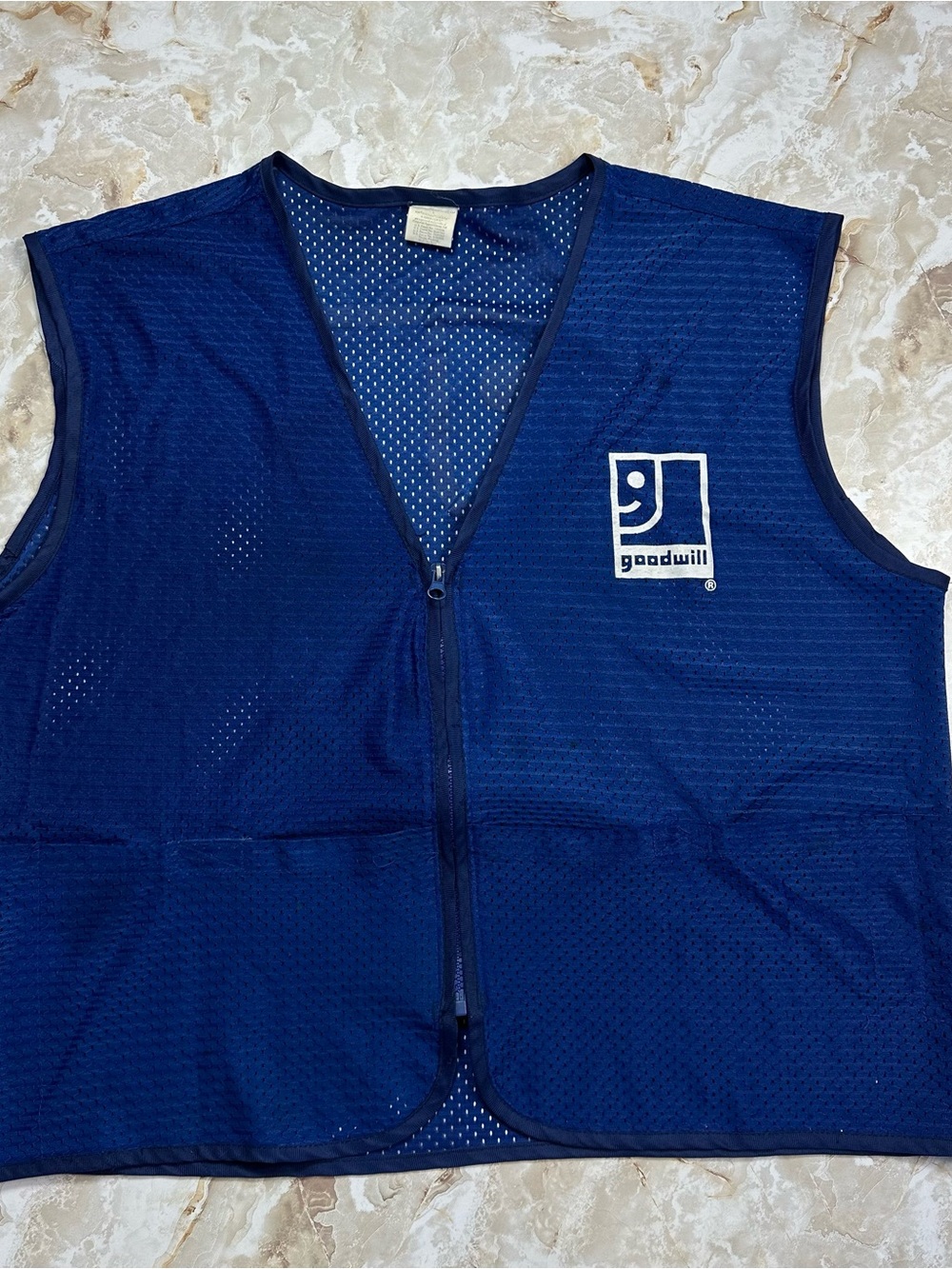 Goodwill Employee Size Large Blue Mesh Uniform Vest Zip